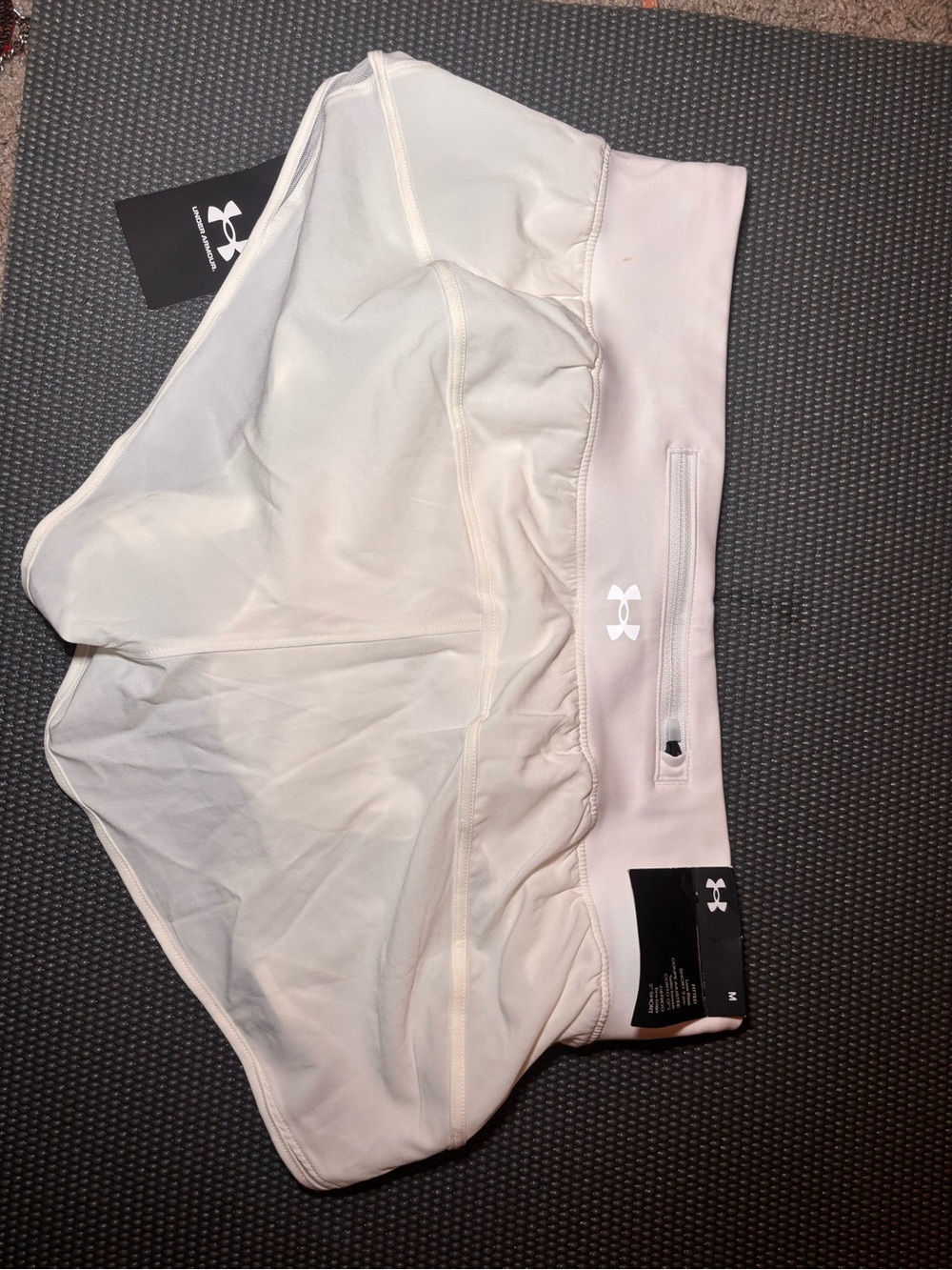 Under Armour Women’s White Athletic Running Shorts with Built-In Liner